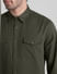 Green Patch Pocket Cotton Shirt_411484+5
